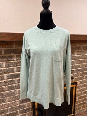 LOFT Mint Green Ribbed Crewneck Sweater